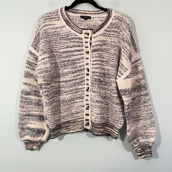 J Crew Women's Grey Space Dyed Textured Button Up Cardigan Size L #BJ651 - Picture 1 of 7